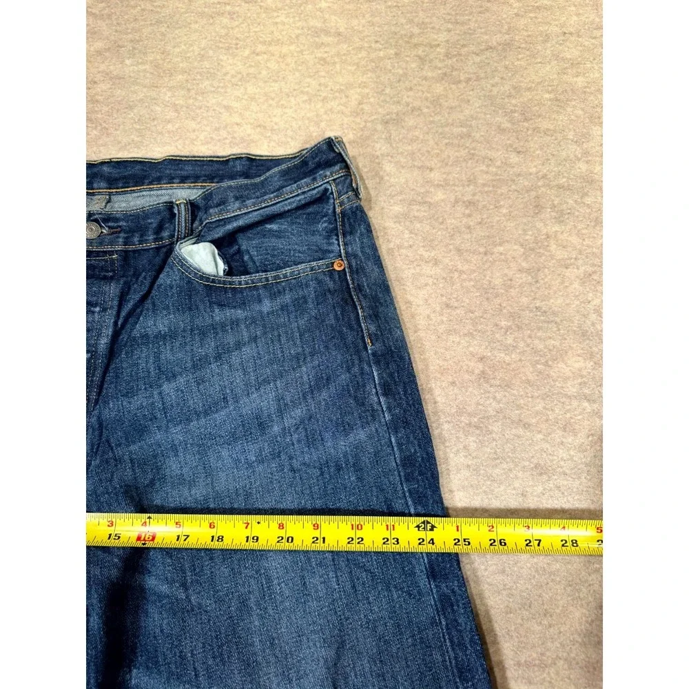 Levis 501 Original Jeans Men 38x30 Blue Denim Dark Wash Logo Straight Leg Cotton